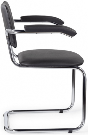 Стул офисный Сильвия с подлокотниками кожзам черный