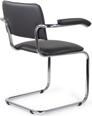 Стул офисный Сильвия с подлокотниками кожзам черный