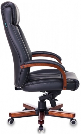 Офисное кресло руководителя Бюрократ T-9922WALNUT черный кожа