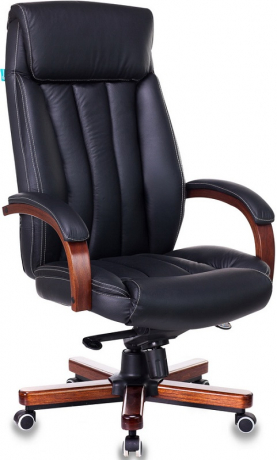 Офисное кресло руководителя Бюрократ T-9922WALNUT черный кожа