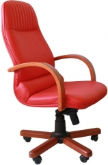 Офисное кресло руководителя Далия Экстра МБ кожа красная