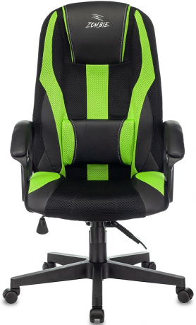 Кресло компьютерное игровое Zombie 9 черный/салатовый текстиль/экокожа
