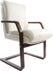 Офисное конференц-кресло с низкой спинкой Орхидея Экстра кожа бежевая