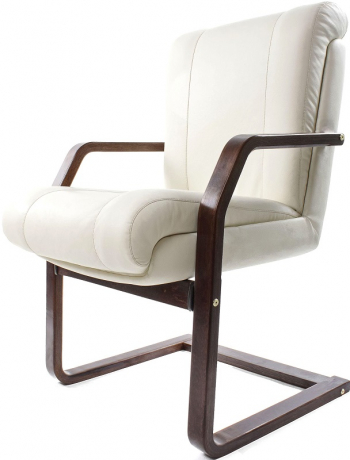 Офисное конференц-кресло с низкой спинкой Орхидея Экстра кожа бежевая