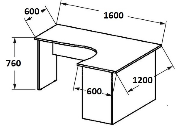 Стол офисный письменный Арго А-206.60 правый (160*120/60*76)