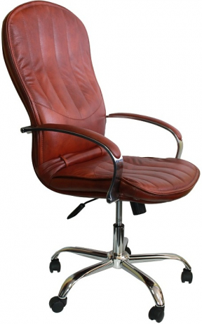 Офисное кресло руководителя Дипломат Хром экокожа коричневая