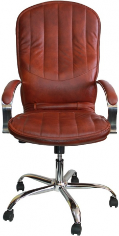 Офисное кресло руководителя Дипломат Хром экокожа коричневая