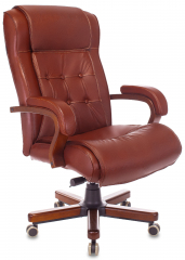 Кресло руководителя Бюрократ T-9926WALNUT светло-коричневый Leather Eichel кожа