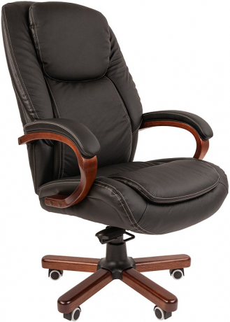 Офисное кресло руководителя Chairman 408 кожа черный