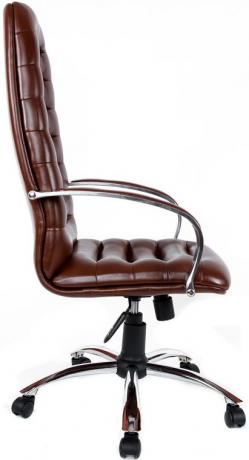 Офисное кресло руководителя Зорба Хром экокожа коричневая