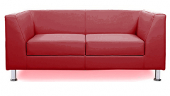 Диван офисный двухместный Cube кожзам красный
