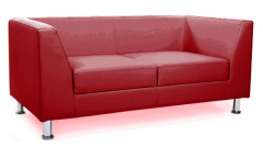Диван офисный двухместный Cube кожзам красный