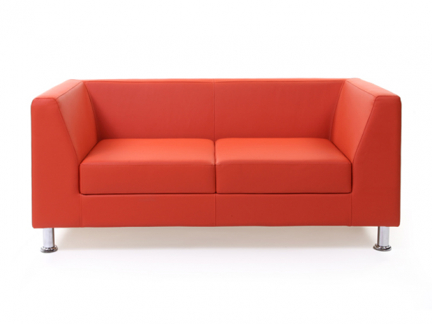 Диван офисный двухместный Cube экокожа, красный