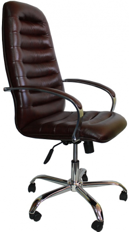 Офисное кресло руководителя Зорба Хром кожа бодовая