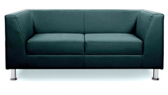 Диван офисный двухместный Cube кожзам темно-зеленый