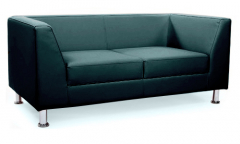 Диван офисный двухместный Cube кожзам темно-зеленый