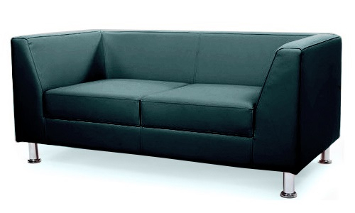 Диван офисный двухместный Cube кожзам темно-зеленый